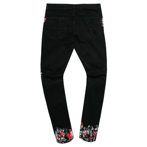 Jeans pour hommes en denim premium, coupe ajustée, style streetwear hip-hop, finition robuste, marque privée. - Product Image 6