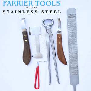 Kit d'outils de soin des sabots de cheval pour fermeurs avec couteau à sabots à lame détachable, râpe double face, manche en bois et polisseur en acier - Product Image 5