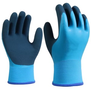 ถุงมือทำงานนิรภัยเคลือบไนไตรล์สีน้ำเงิน ซับในผ้าฝ้ายระบายอากาศ พร้อมสายรัดข้อมือ สำหรับทำสวนกลางแจ้ง - Product Image 1