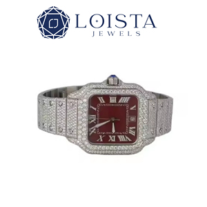 Reloj de Lujo Cuadrado de Acero Inoxidable con Brazalete de Diamantes de 20 mm, Cierre Plegable, Movimiento de Cuarzo Unisex - Product Image 2