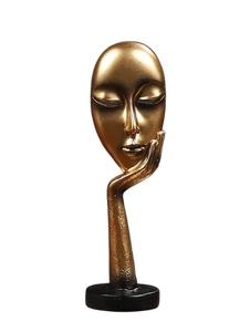 Golden Abstract Seated Figure Sculpture Minimalist Metal Decor Living Room Art Table <b>Top</b> - Product Image 3