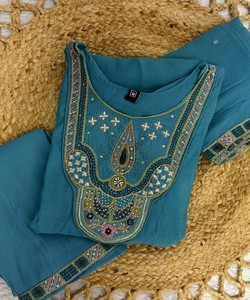 Conjunto de Salwar Kameez Kurta Azul Tradicional para Mujer, Corte Holgado, Ropa Étnica Informal, Estilo India Pakistán 86754 DIVA-171 - Product Image 4