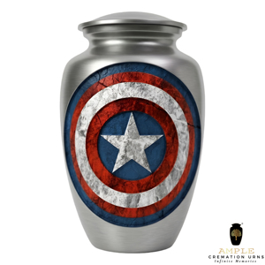 Urna Funeraria de Aluminio de 10 Pulgadas, Diseño Escudo Patriótico Americano/Europeo, Ecológica, Personalizable, Capacidad de 220 Pulgadas Cúbicas, para Adultos - Product Image 2