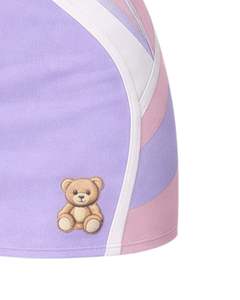 ชุดเซ็ตทูพีซสำหรับผู้หญิง ลายพิมพ์เท็ดดี้ สีม่วงลาเวนเดอร์ เสื้อครอปแขนกุด คอกว้าง กระโปรงมินิเอวสูง ทรงเข้ารูป เหมาะสำหรับใส่ในฤดูร้อน - Product Image 6