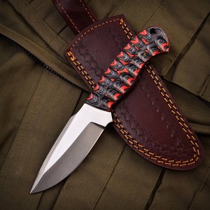 Trending 12c27 Steel Fixed Blade Skinning Knife Pakka Wood Handle ODM OEM Full Tang Bushcraft Camping Utility Leather Sheath - Product Image 1