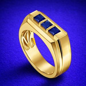 Anillo de Boda, Compromiso o Aniversario para Hombre, Clásico, con Tres Piedras de Moissanita, Plata de Ley 925 - Product Image 3