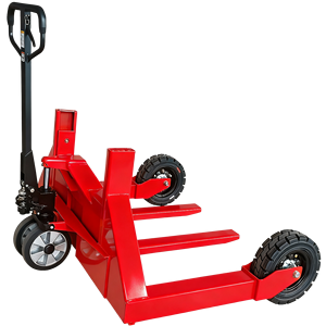 Chariot à palettes manuel tout-terrain à prix d'usine - Revêtement de sol extérieur et intérieur avec de grands pneus en caoutchouc, hauteur de fourche de 85 mm - Product Image 1