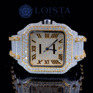 Reloj Personalizado con Logotipo, Diseño de Cielo Estrellado, Dorado, Estilo Hip Hop, con Cristales, Acero Inoxidable, para Hombre, Cuadrado, con Moissanita Árabe, Cuarzo - Product Image 1