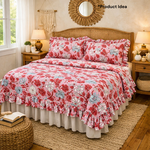 Textil Decorativo para el Hogar con Estampado a Mano Moderno de Jaipur, Diseño Floral Indio, 100% Algodón Tejido Puro, Ecológico, Duradero, Suave, Tinte No Tóxico - Product Image 3