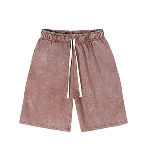 Shorts décontractés à logo personnalisé, effet délavé, coupe anatomique, style urbain moderne, vente directe d'usine - Product Image 1