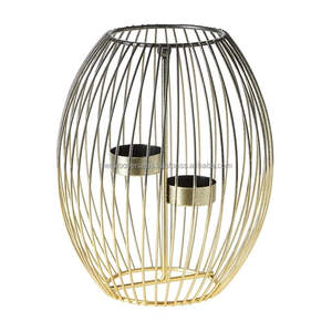 Vintage Iron Black Gold Candle Holder <b>Lantern</b> Metal Hollow Out Round Candlestick Holder Stand Romantic Christmas Wedding Banquet - Product Image 3