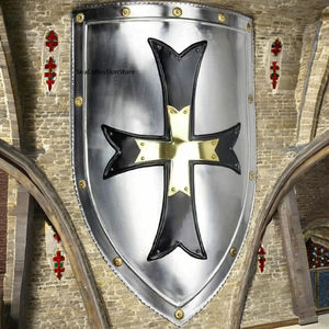 Escudo Decorativo Medieval Templario Vikingo de Acero y Hierro, Hecho a Mano, Artesanía Metálica - Product Image 1
