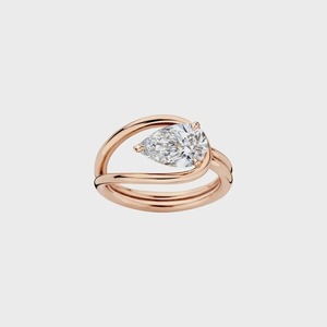 Bague en or 18 carats avec diamant de laboratoire 2 carats taille poire horizontale pour femme, mariage, fiançailles, certifiée IGI, tendance, D Gleam Jewels - Product Image 1