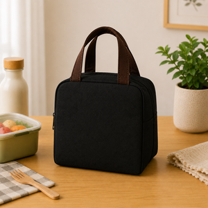 Bolsa de Almuerzo de Lona Negra Amani con Diseño de Dinosaurio, Texto Be Kind Be You, Asa Superior, Cierre de Cremallera, Tamaño Mediano para Viaje - Product Image 4
