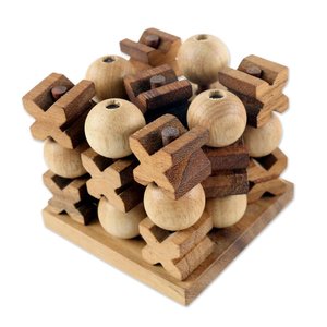 Juego de Tic Tac Toe de Madera, Piezas Geométricas X y O, Decoración Rústica Hecha a Mano para el Hogar, Adorno de Mesa para Sala de Estar, Venta al Por Mayor - Product Image 3