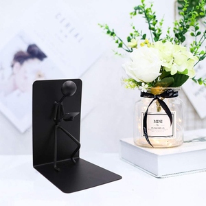 New design Modern Metal Bookend Set Human Figure Reading Design Decorative <b>Book</b> Holder Office Desk Organizer Home Decor - Product Image 2