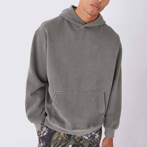 Sweat-shirt à capuche oversize en polaire pour homme, gris uni, coupe décontractée, avec poches, idéal pour l'automne - Product Image 1