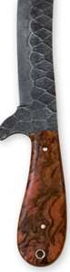 Couteau à viande artisanal en acier Damas foncé avec manche en résine ambrée marron - Product Image 4