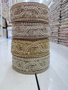 Bordure de dentelle colorée personnalisée en polyester métallisé soluble dans l'eau, écologique, avec perles brodées, pour chaussures, taille 15 mm, vente en gros - Product Image 6