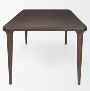 Table de cuisine et de salle à manger en bois de manguier massif finition noyer brun, style américain simple, bords arrondis et pieds pliants coniques - Product Image 3