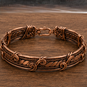 Premium Antique Creations Handmade Braided <b>Wire</b> Wrapped Pure Copper Wrist Bracelet with Embossed Design Luxury Promotional Gift - Product Image 3