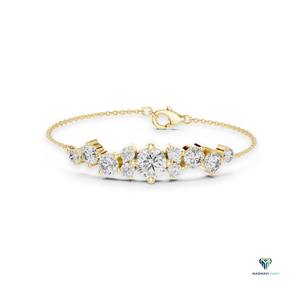 3.03 CT Yellow <b>Gold</b> Round Lab Grown Diamond Graduated Bracelet in 14K <b>Solid</b> <b>Gold</b> - Product Image 1