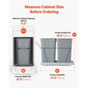 27QTx2 Pattumiera Estraibile Doppia Sottolavello per Mobili da Cucina, Contenitore per Raccolta Differenziata - Product Image 4