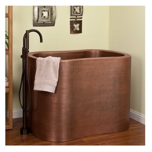 Luxury Elegant Square Double Wall Hammered Copper Antique Freestanding Bathtub Eco-Friendly Rustic Modern Soaking Tub. - Product Image 2