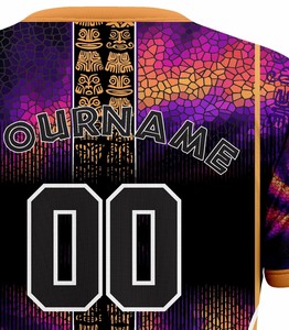 T-shirt de sport pour homme Corex, imprimé par sublimation, manches courtes, col rond, séchage rapide, coupe classique, motif violet et orange - Product Image 6