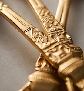Elegant <b>Gold</b> Plated Teaspoons Set With <b>Ornate</b> Handles High <b>Mirror</b> Polish Dishwasher Safe Flatware For Wedding Occasions - Product Image 2