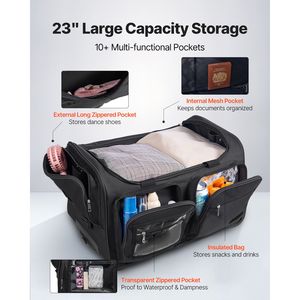 Borsa da ballo con ruote da 23 pollici resistente, con porta USB e appendiabiti regolabile in altezza per uso in palestra - Product Image 3