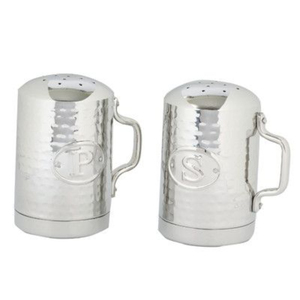 Wholesale Hammered Stainless Steel Salt and Pepper <b>Shaker</b> Set with Handles Vintage Silver Metal Spice Seasoning Dispenser <b>Bottle</b> - Product Image 1