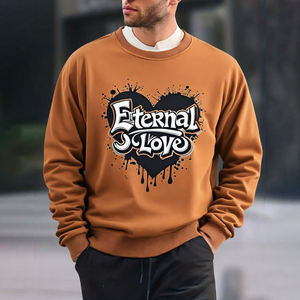 Nouveau sweat-shirt à manches longues pour homme 100 % polyester col rond coupe ample couleur unie imprimé pour l'automne Commerce extérieur - Product Image 5