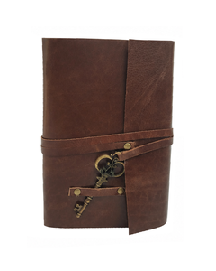 Vintage Handmade Leather Journal <b>Notebook</b> with Antique Key Lock Closure – Refillable Travel <b>Diary</b> Writing Sketchbook - Product Image 5
