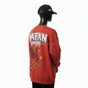Sweat-shirt polaire GSM pour femmes Tissu en polyester de coton de couleur rouge rouille avec logo de broderie personnalisé Sweatshirts respirants pour femmes - Product Image 5