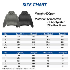 Qualité de luxe 400GSM hommes sweats à capuche singe lavage Streetwear polaire déchiré en détresse goutte épaule sweats à capuche courts - Product Image 3