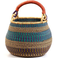 Panier en jonc de mer Bolga naturel fait main, multifonctionnel, pour rangement et décoration domestique, taille et couleur personnalisables, modèle GS 1010, vente en gros