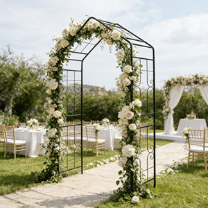 Arco da Giardino in Metallo Nero con Supporto per Piante Rampicanti L56.3 X L16.93 X H94.5, Traliccio e Cancello per Rose da Esterno - Product Image 2