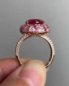 Bague en argent S925 plaqué rhodium avec rubis de 7 carats taille œuf de pigeon et diamant taille ovale exquis, pour femmes élégantes, idéale pour les dîners et les rendez-vous - Product Image 5