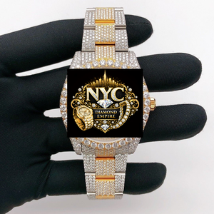 Montre pour homme de luxe vintage de haute qualité NYC DIAMOND EMPIRE, boîtier carré en acier inoxydable 41 mm, verre analogique, mouvement mécanique japonais - Product Image 1