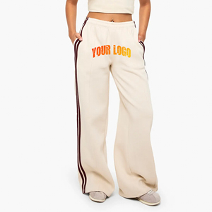 Pantalon de survêtement baggy à jambes larges, best-seller, style streetwear, taille élastique, design à rayures latérales, en tissu épais - Product Image 1