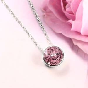 Pink Morganite Pendant 925 Sterling Silver Round Charm Engagement Pendant Proposal Gift For Women - Product Image 2