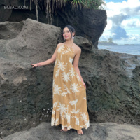 Soldes d'Été Chauds Tenue de Couple en Rayonne de Haute Qualité – Robe Inspirée d'Hawaï pour Femme et Chemise pour Homme Vêtements des Îles d'Asie et du Pacifique