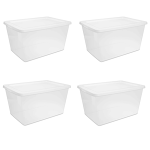 Contenitore di Plastica Trasparente da 58 Quarti con Coperchio a Chiusura Sicura, Contenitori Bianchi Resistenti per Organizzazione Domestica e Scaffalature - Product Image 6
