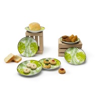 Ensemble de 6 assiettes apéritives Excelsa, porcelaine à motifs de feuillage, 15x15x2 cm, multicolores, fabriquées en Chine
