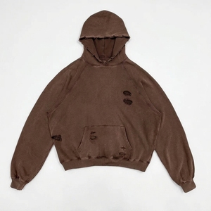 Sudadera con Capucha Unisex Oversize Ecológica Cortavientos Antipilling Transpirable 100% Algodón French Terry Lavado Desgastado con Bolsillo Estilo Vintage - Product Image 1
