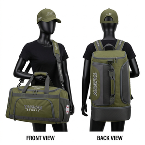 Premium 900D Polyester 420 GSM Olive Green Grey Panel Baseball <b>Bag</b> Custom Embroidery Print Logo - Product Image 1
