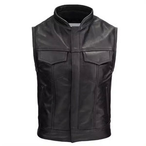 Genuine Leather Sleeveless Outerwear for Motorcycle Riders Outdoor Adventures Fashion Leather <b>Vest</b> - Product Image 1