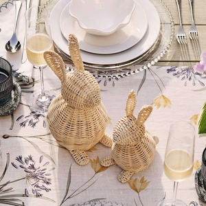 Artisanal <b>Woodland</b> Rattan Rabbit Statues, Sustainable Hand-woven Bunny Decor for Eco-Friendly <b>Nursery</b> & Spring Easter Rabbit - Product Image 1