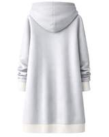 Cardigan long imprimé respirant à capuche pour femme, sweat-shirt longue coupe décontractée toutes saisons, streetwear ample à manches longues